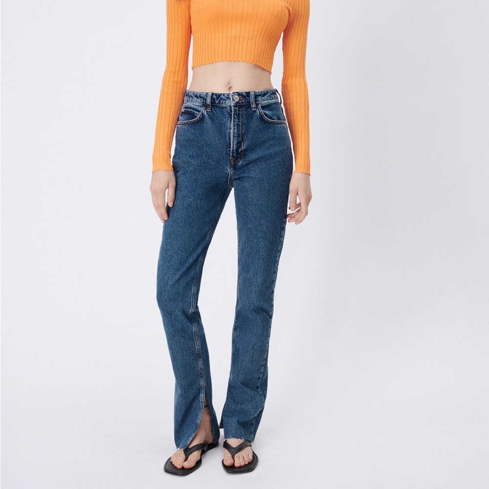 ZARA slim flare high rise jeans